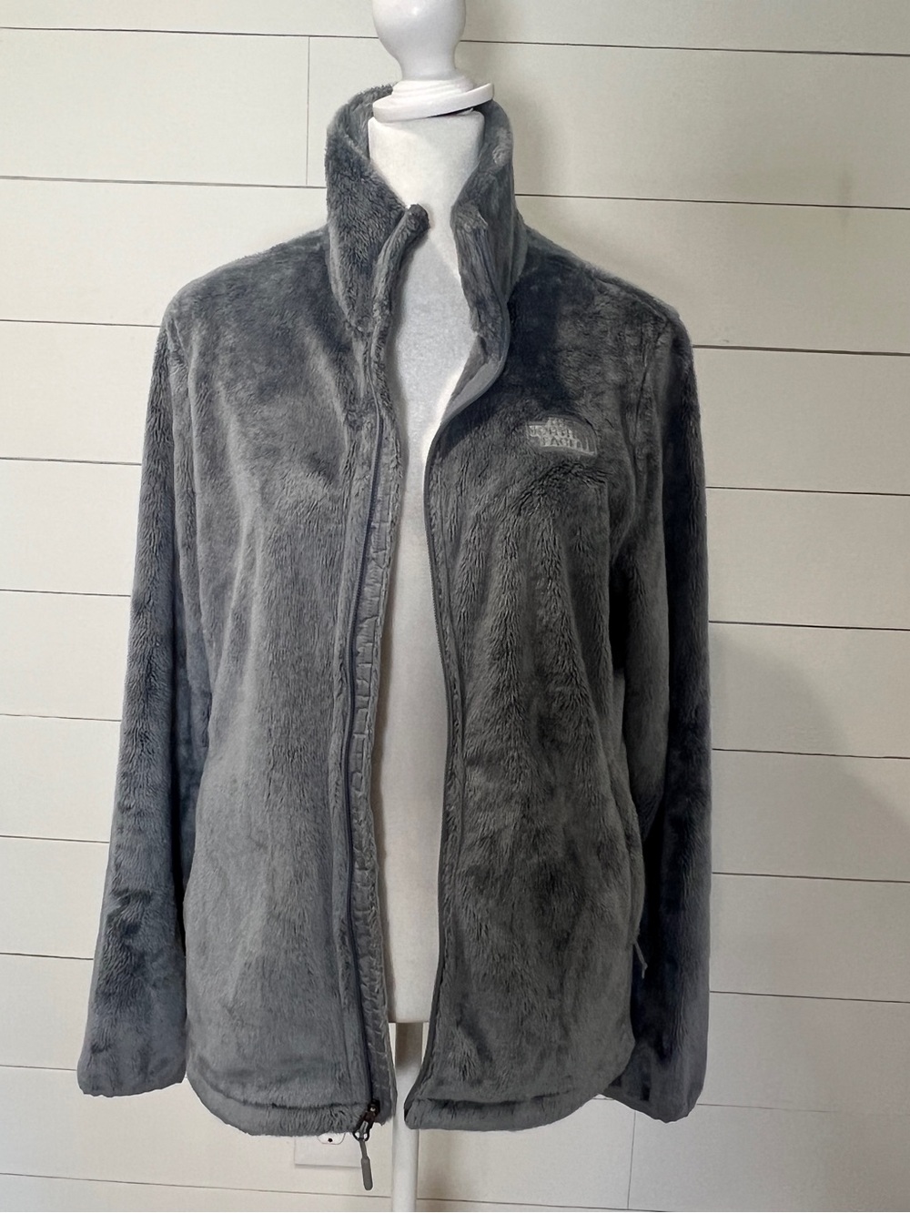 The North Face Gray Plush Teddy Fleece Jacket